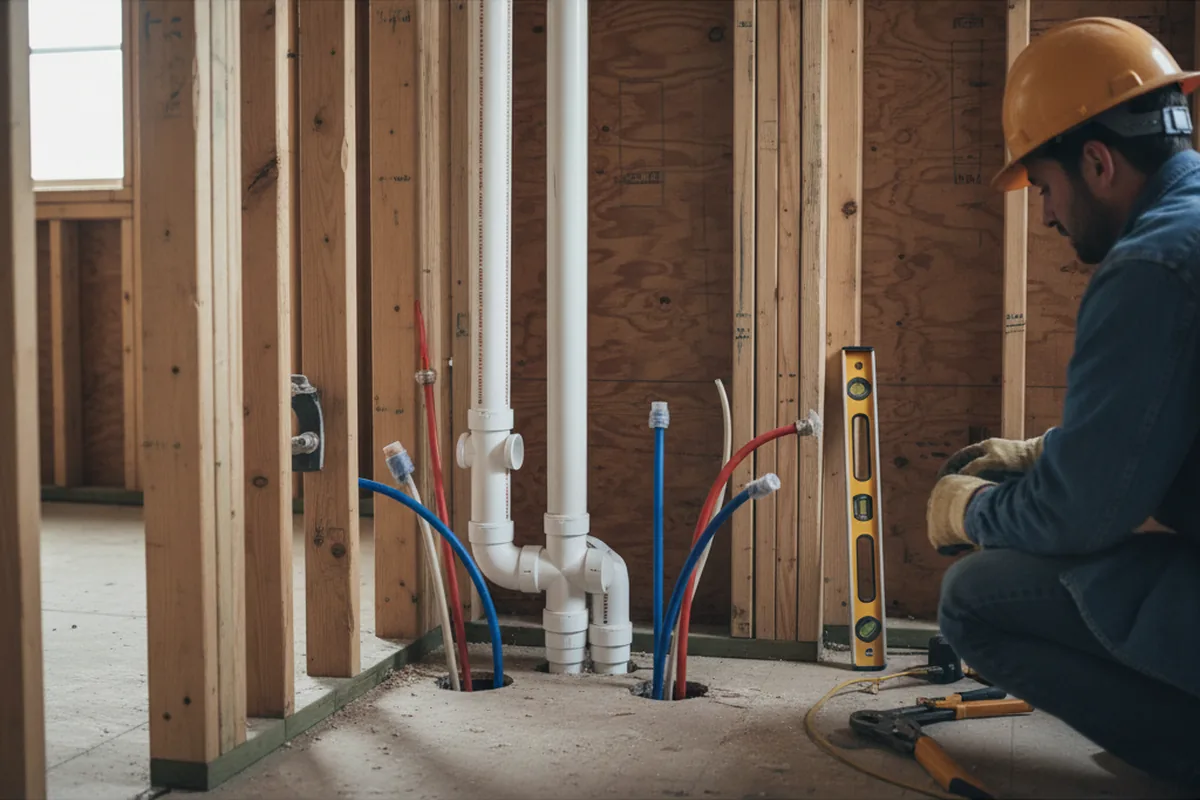 Drain and supply rough-in during Leak Detection in White House