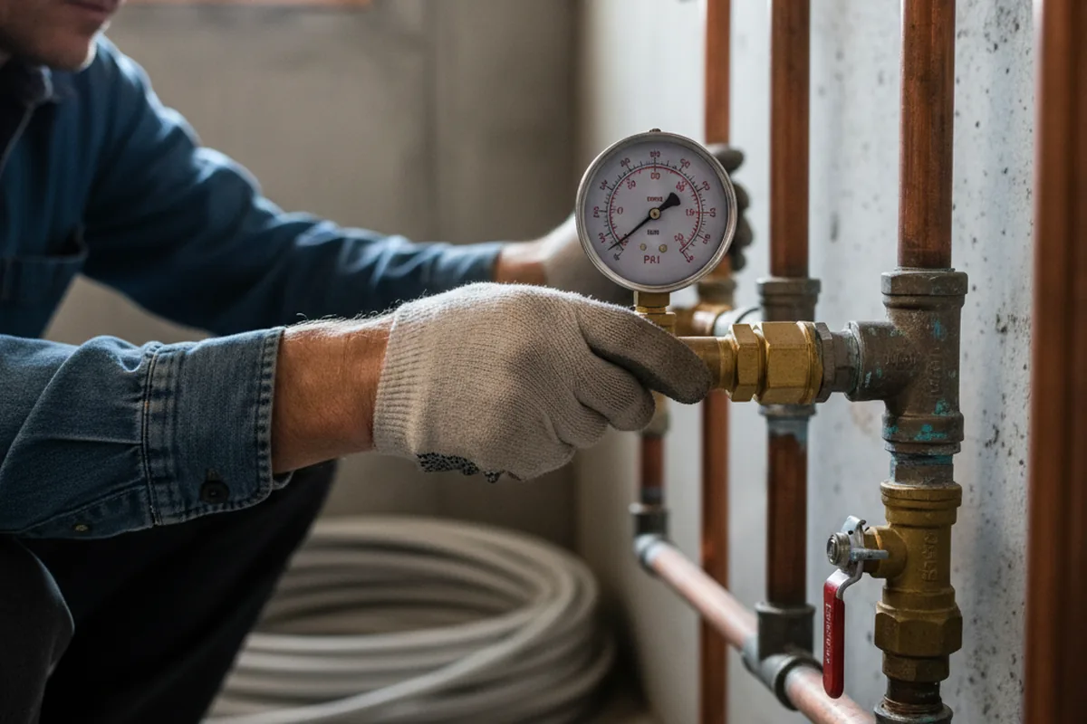 Pressure testing a repaired line during Water Line Repair in White House